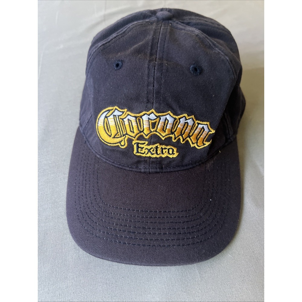 Vintage Corona Extra Beer Navy Blue Embroidered  Strapback Baseball Hat Cap
